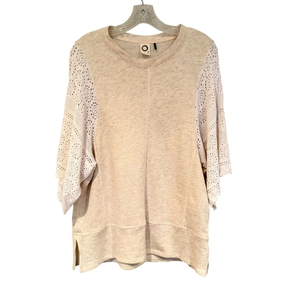 AKEMI + KIN Anthropologie Coro Dolman Crochet Sweatshirt Women's‎ XS Cream Boho